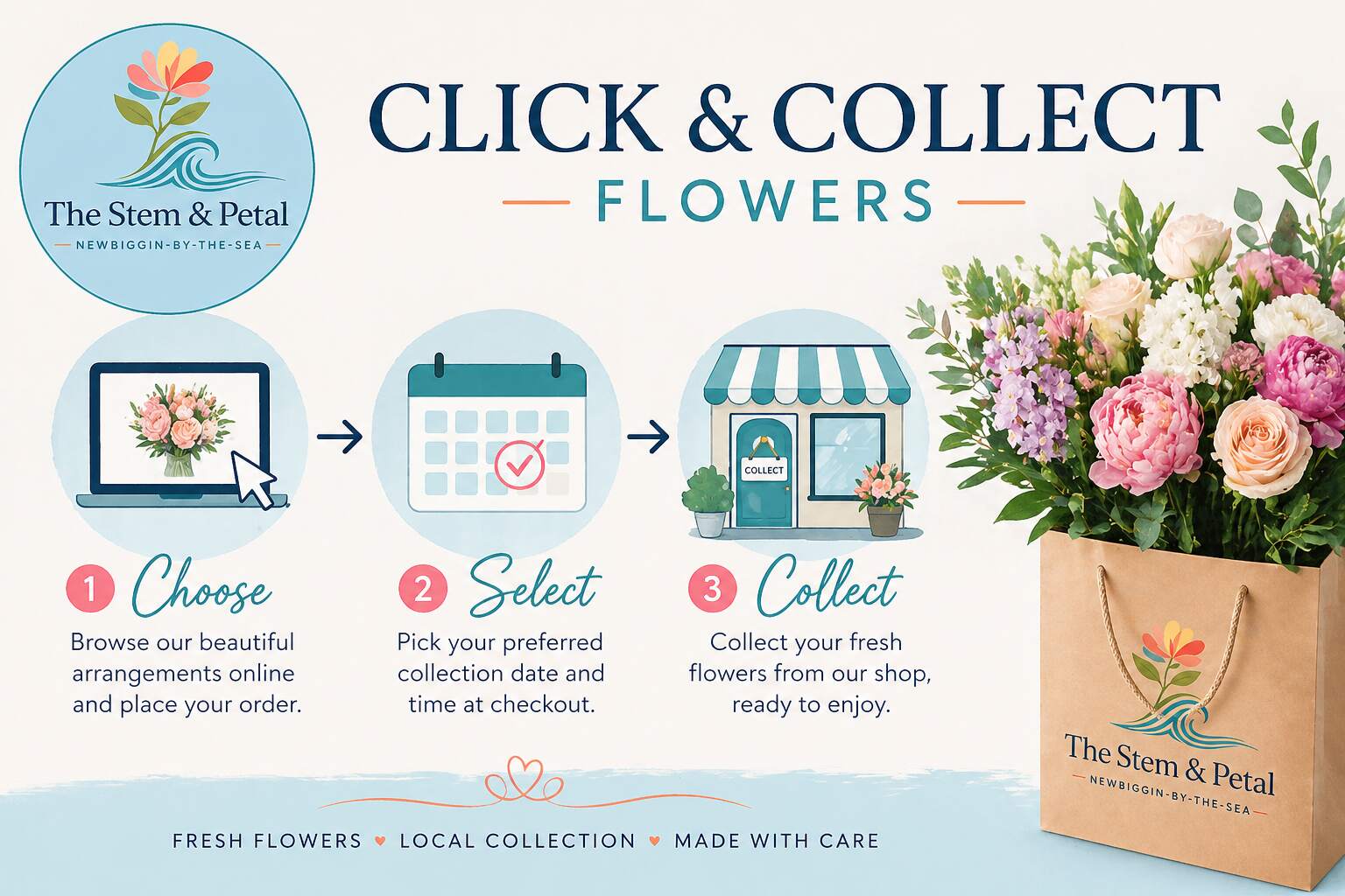 Click and collect flowers from The Stem and Petal Florist